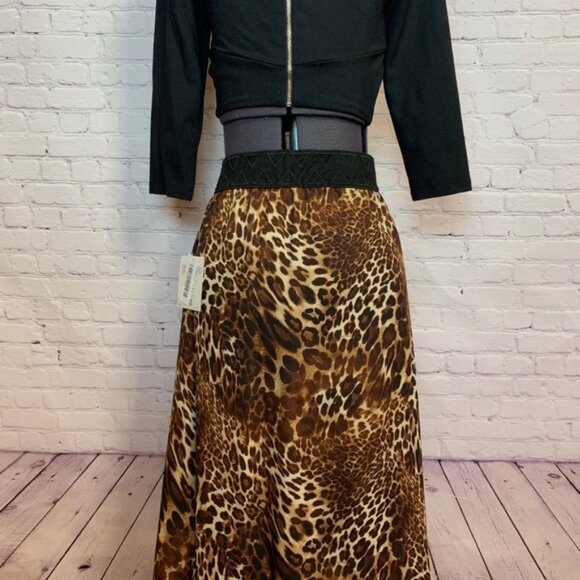 Chic Leopard print Chiffon Midi Skirt on trend - Picture 4 of 5